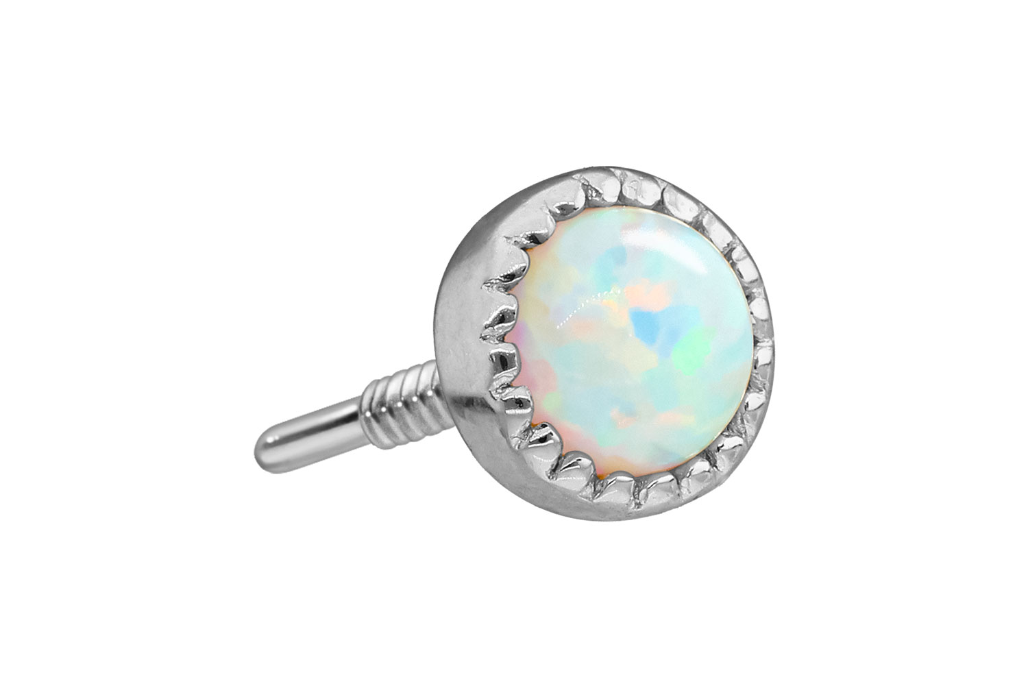 14 Karat Gold Schraubaufsatz mit Außengewinde SYNTHETISCHER OPAL von Piercingline